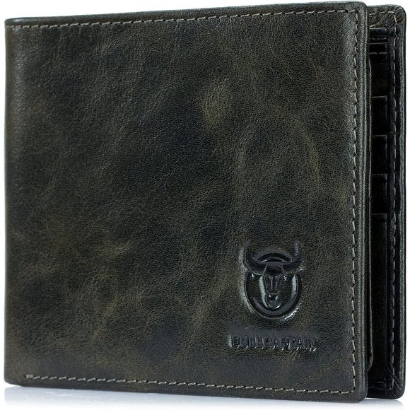 Genuine Leather Wallet Men Short Slim Bifold Purse RFID Credit ID Card  Holder